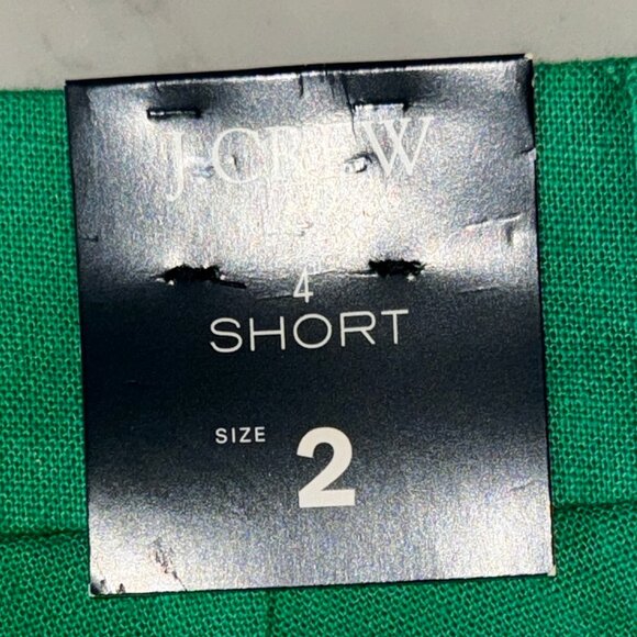 New with tags! J. CREW Linen Cotton Scalloped Flat Front Shorts in Green… - Picture 5 of 9